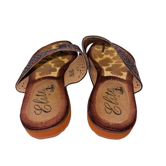 Elite by Corky’s Dominican Gray Perforated Leather Flat Sandal 8 Boho Hippie - Picture 9 of 11